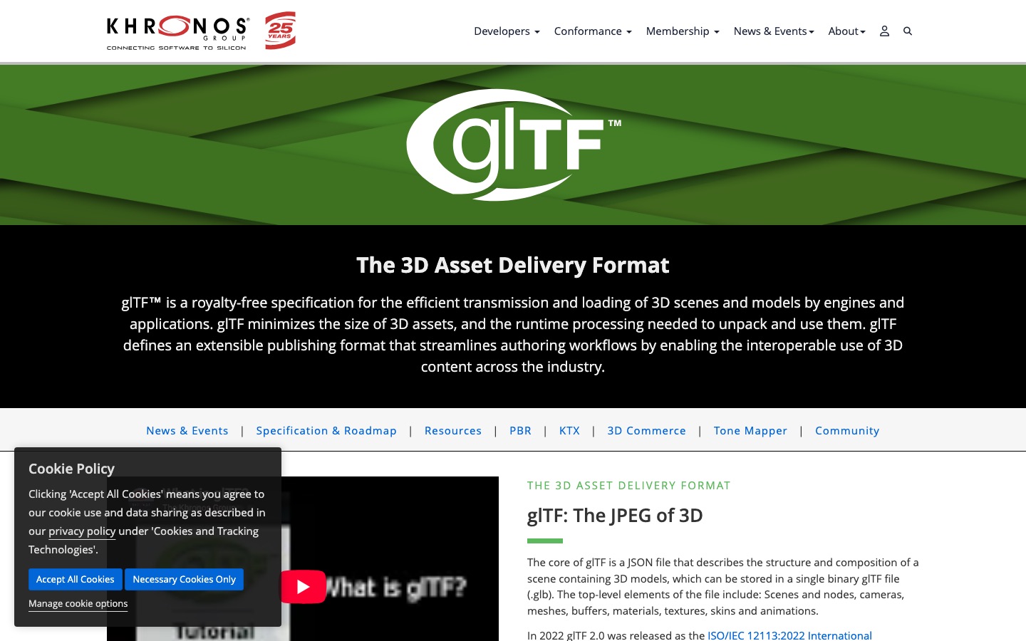 Official Khronos glTF overview used as a reference for AI Game Asset Workflow