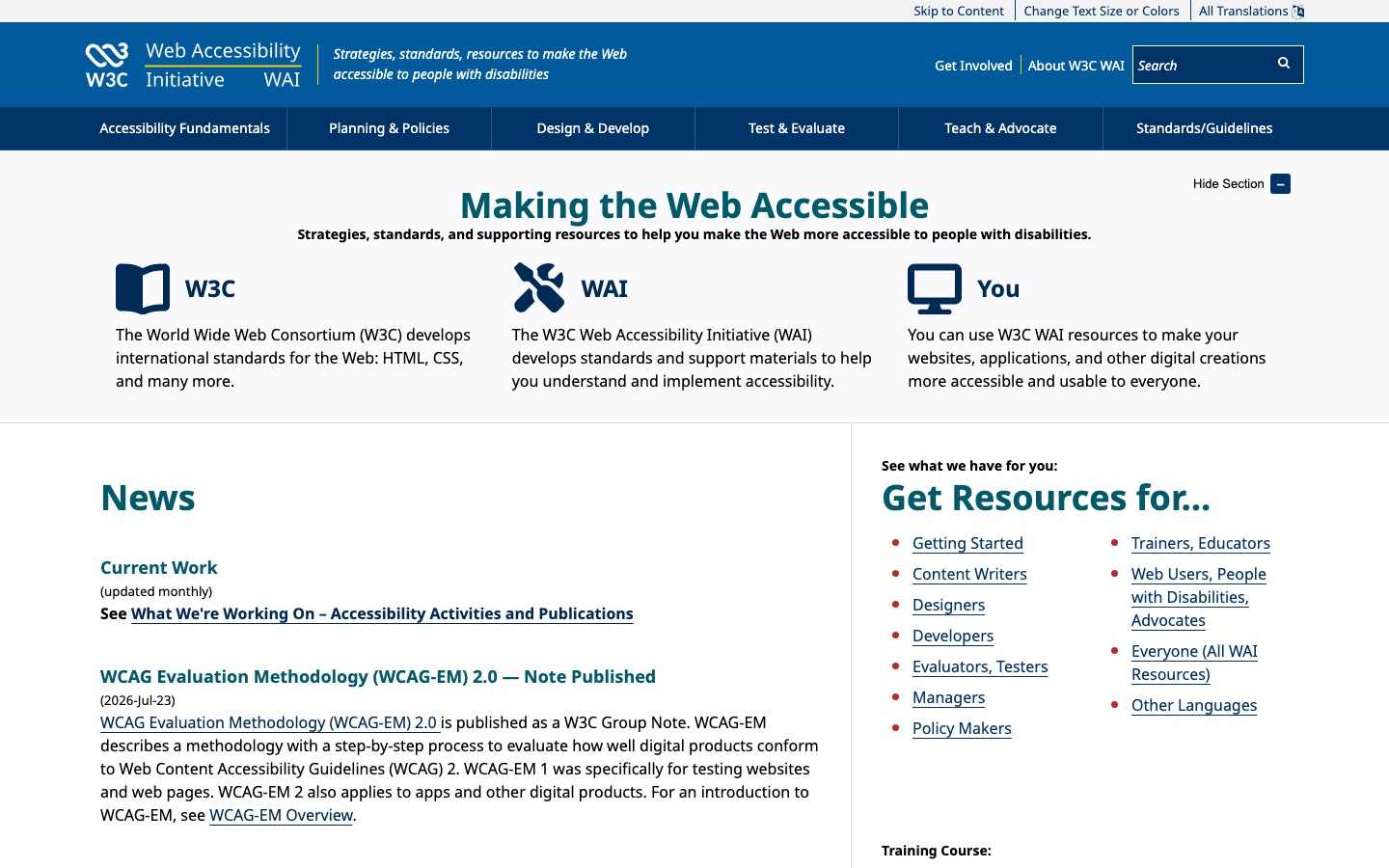 Official reference used in the Browser Game Accessibility analysis
