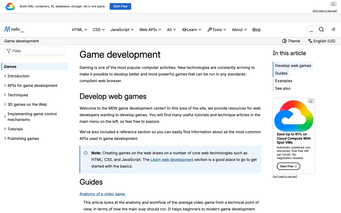 Official MDN game development used as a reference for 48-Hour Browser Game Prototype